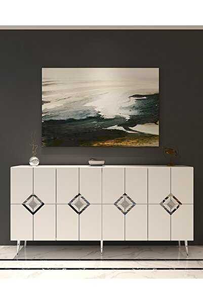 DEMONTE DECOR Robberdd (KB150) Lazer Desenli Konsol Beyaz-gümüş