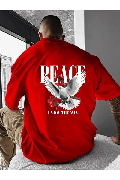 BENROMA 1 προϊόν δώρο για αγορές 6 και άνω Peace Printed Oversize T-shirt