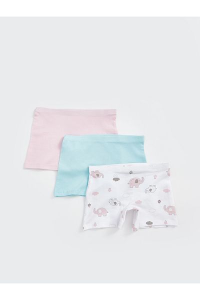 LC Waikiki Ελαστική μέση εμπριμέ Baby Girl Boxer Σετ 3 τεμαχίων