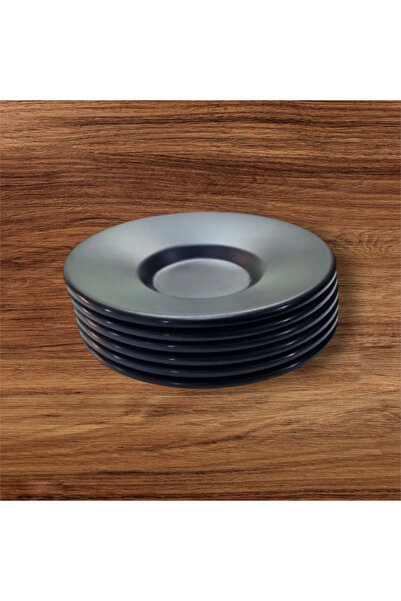 NEWSTORE HOME Mat Siyah Lüx Metal.6'lı Çay Tabağı