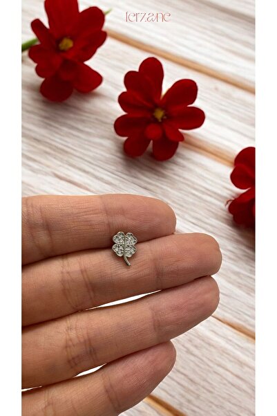 FERZANE Yonca Zirkon Taşlı Çelik Renk Garantili Piercing