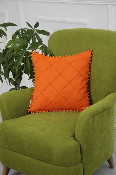 Aisha's Design Pompom Edged Throw Pillow Cover - K-245
