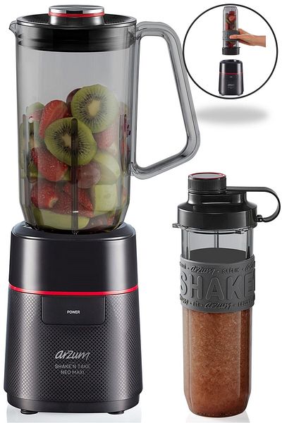 Arzum Ar1174 - Shake'n Take Neo Maxi Black Jug Blender Personal Smoothie