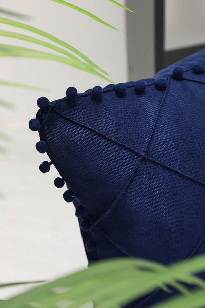 Aisha's Design Throw Pillow Cover with Pompom on the Edges,k-245