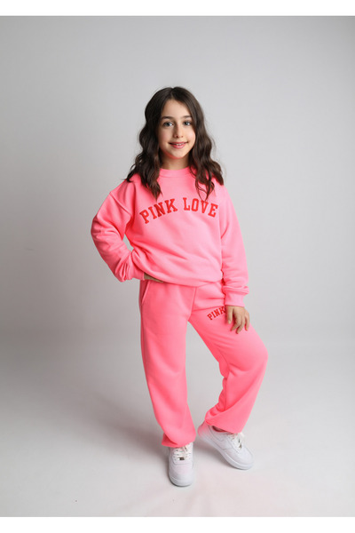 ADEN DESİGNS Neon Pink Girls' Cotton Set