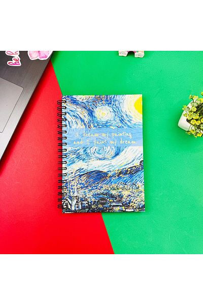 hediyeofisi Caiet spiralat fără linii cu design de noapte înstelată Van Gogh
