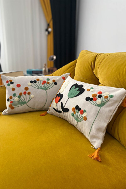 e-Bizz Store Punch Nakışlı 2 Adet Kırlent Kılıfı