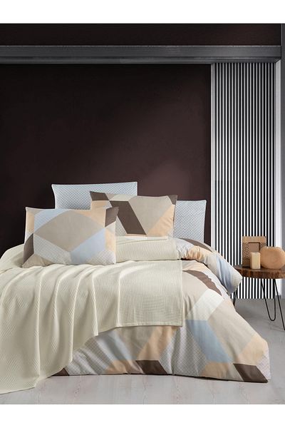 AYHANHOME Σετ Παπλωματοθήκη 5 τεμαχίων με μοτίβο βάφλας Βαμβακερό διπλό πικέ