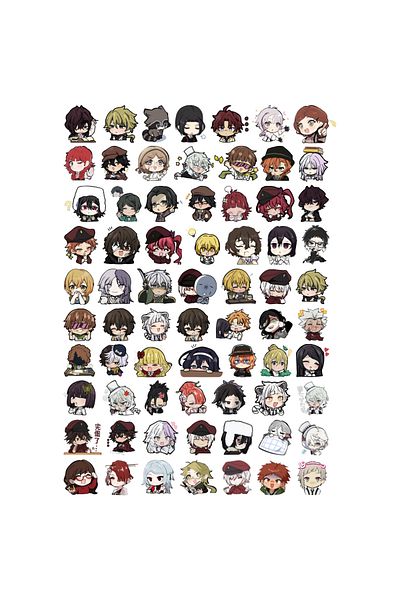 Ororabutik Σετ αυτοκόλλητων Bungou Stray Dogs 70 τεμαχίων Chibi - Osamu Dazai, Atsushi, Chuya, Kunikida Sketchbook
