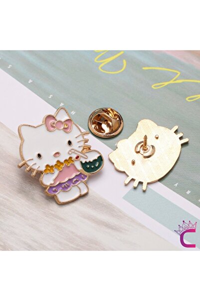 Cinderella 5'li Hello Kitty Tasarım Rozet Pin Broş Seti - Hediyelik Çocuk Aksesuar Arkadaşa Çanta Yaka Iğnesi