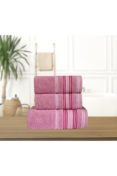 Lucy and Home Σετ 3 πετσετών ζακάρ ριγέ - 100% βαμβάκι, 60X110cm+2x40X60cm