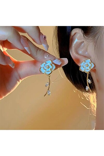 Pelin Aksesuar Beyaz Çiçek Küpe