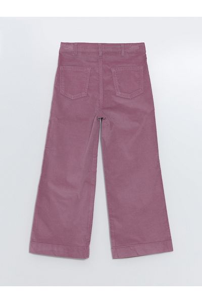 LC Waikiki Girls' Velvet Trousers with Adjustable Elastic Waist