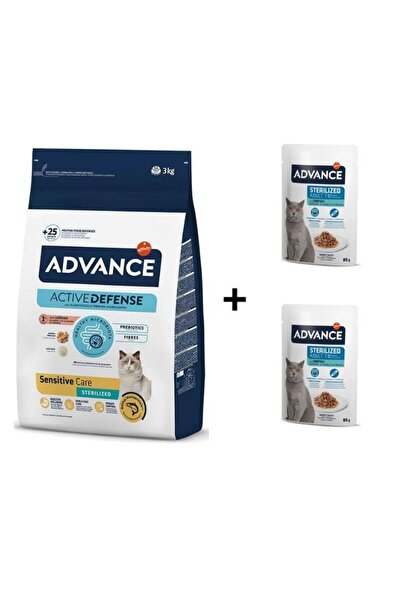 Advance Somonlu Kısırlarştırılmış Kedi Maması 3 Kg + 2 Adet Advance Morina Ba...