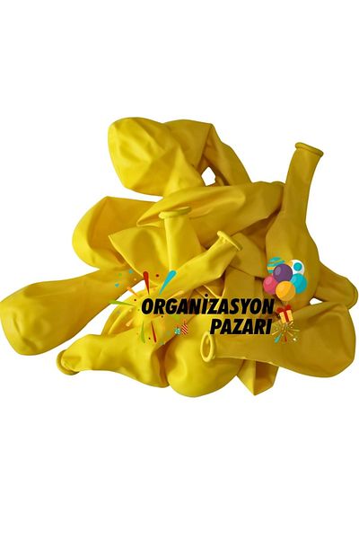 Organizasyon Pazarı 12 inch Yellow Color 25 Pieces Pastel Decoration Balloon