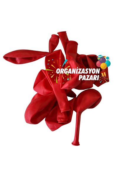 Organizasyon Pazarı 12 inch Red Color 25 Pieces Pastel Decoration Balloon