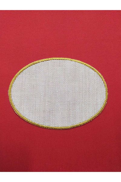 NAKIŞ ATÖLYESİ Oval Napkin 6 Pieces Suitable for Etamine Processing Fabric Gold Edge Brown Side Cocktail Presentation Napkin