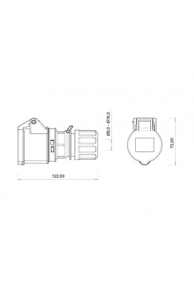 Bemis Ip44 Cee Norm 3/16a مقبس تمديد 220 فولت - 250 فولت Bc1-1403-2312