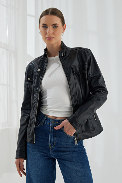 ModaPlaza Γυναικείο Δερμάτινο Παλτό 1024