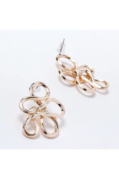 Ervalina Gold Color Spiral Design Standard Earrings