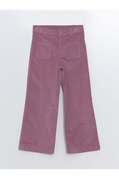 LC Waikiki Girls' Velvet Trousers with Adjustable Elastic Waist