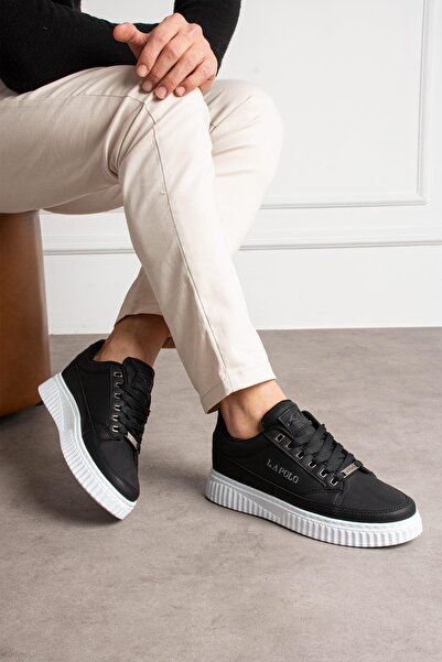 L.A Polo Günlük Nakışlı Siyah Beyaz Erkek Sneaker Ayakkabı 527