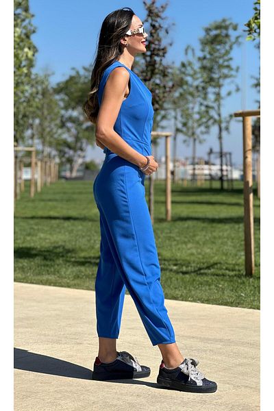 Atelier Derin Pantaloni albaștri din lycra cu tăietură cu balon