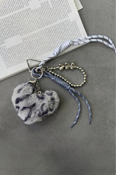 LEONAS Αξεσουάρ τσάντας Charm Μπρελόκ βελούδινο Heart Grey