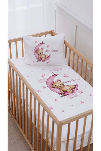 Lilabio 70X120 Pink Themed 100% Cotton Park Bed Crib Bedding Set