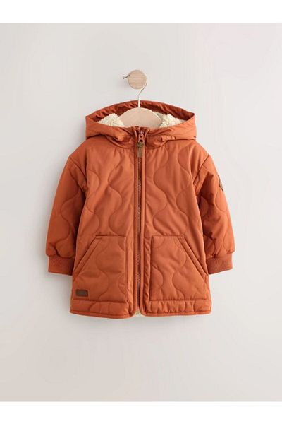 Next Boy's Coat with Fleece Lining and Cap