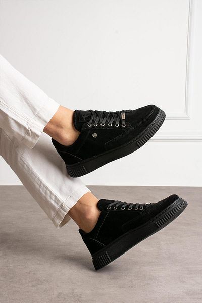 L.A Polo Suede Comfortable Fit Black Men's Sneaker Shoes 039