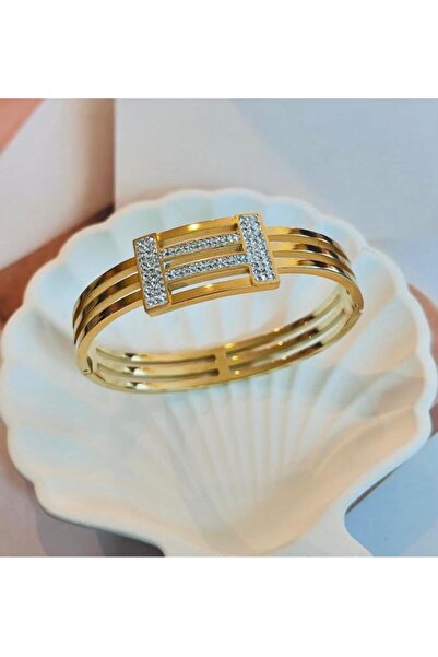 Home Çelik 3'lü Kaburga Taşlı Kelepçe Bilezik Hediye Kutusu