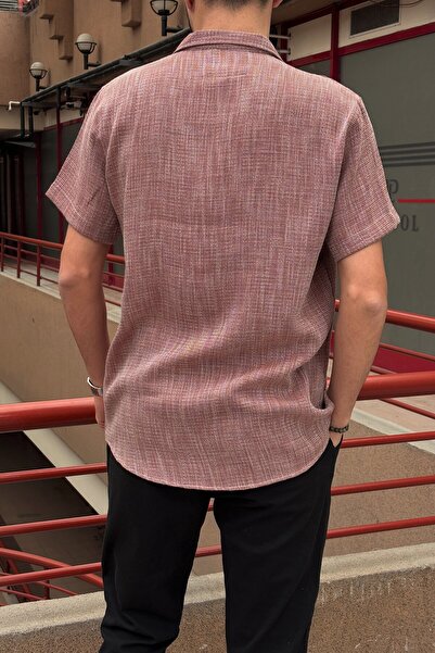 inpool Men's Summer Shirt - Apash Collar, Regular-Fit, Short Sleeve 24Inpg03P