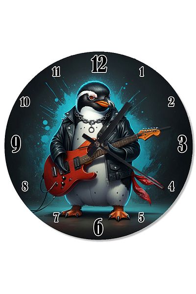 Tablomega Penguin Playing Guitar Wall Clock