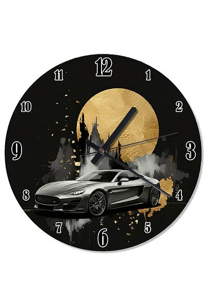 Tablomega Ceas de perete retro mașină sport la lumina lunii