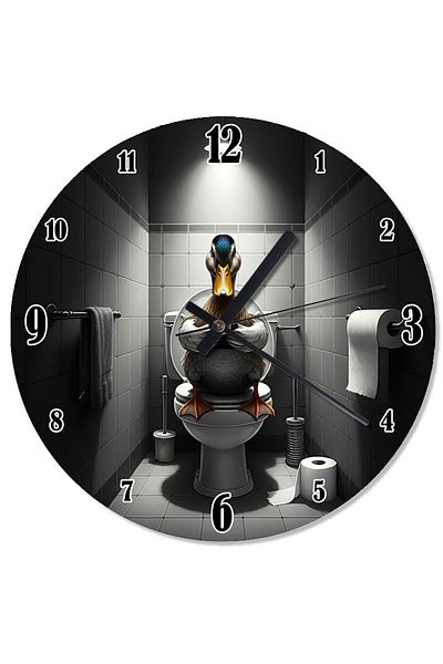 Tablomega Duck Design Wall Clock in the Toilet