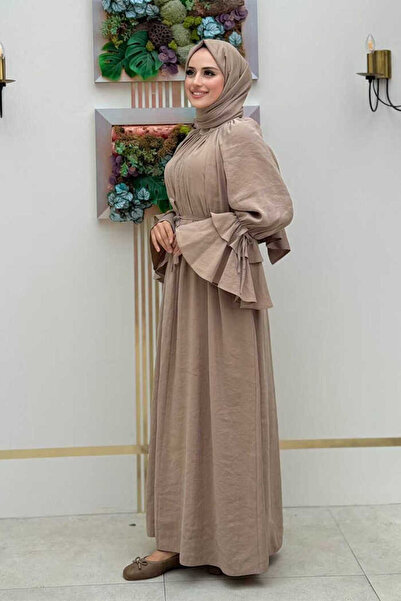 Bym Fashion Mink Ruffle Sleeve Detail 3925 Dress