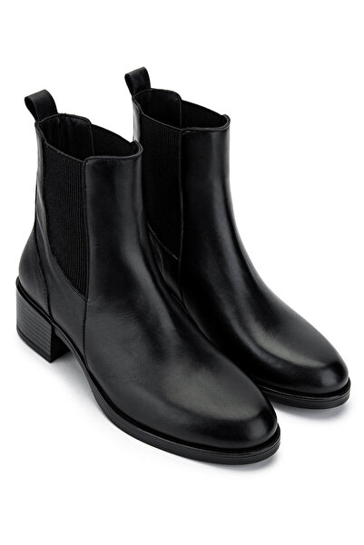 Tamer Tanca Kadın Hakiki Deri Siyah Deri Topuklu Bot