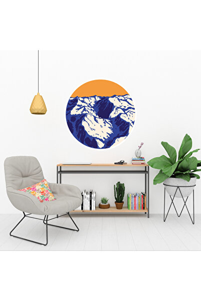 KOSS Dijital Autocolant cu siluetă de munte abstractă în formă rotundă - Deco...