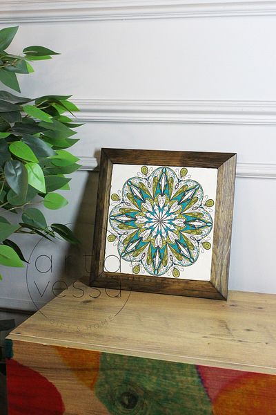 Artavessa Панел за картина с рамка от масивно дърво, 26 x 26 см - Мандала 5