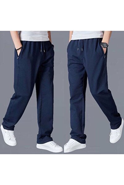 FİTGO Ανδρικό φούτερ Navy Blue Straight Leg 3 Thread