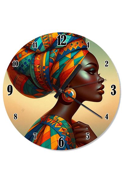 Tablomega Colorful African Woman Flowing Wall Clock