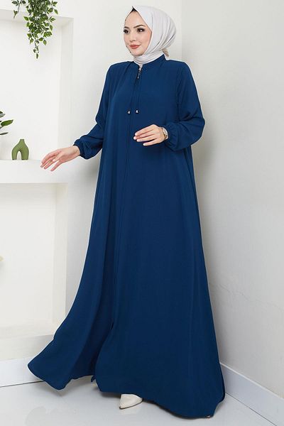 hafsamina Petrol Colored Laced Mevlana Ferace - Hm2644