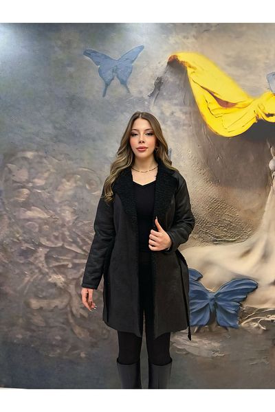 NEWC Belted ̇ Suede Inside ̇ Fur Coat
