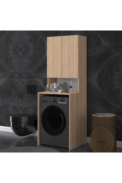 asratrend Asra Trend MDF Çamaşır Makinesi Üstü Banyo Dolabı - Kapaklı Depolam...