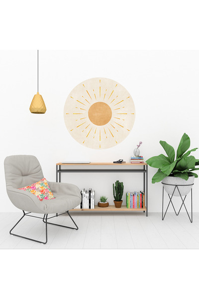 KOSS Dijital Boho Tarzı Güneş Yuvarlak Sticker, Yuvarlak Şekilli Duvar Sticke...