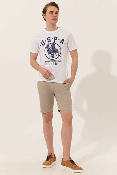U.S. Polo Assn. Ανδρικό μπλουζάκι με λευκό λαιμόκοψη