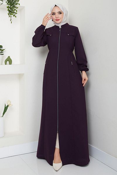 hafsamina Plus Size Plum Ferace - Elastic Waist Hm2643