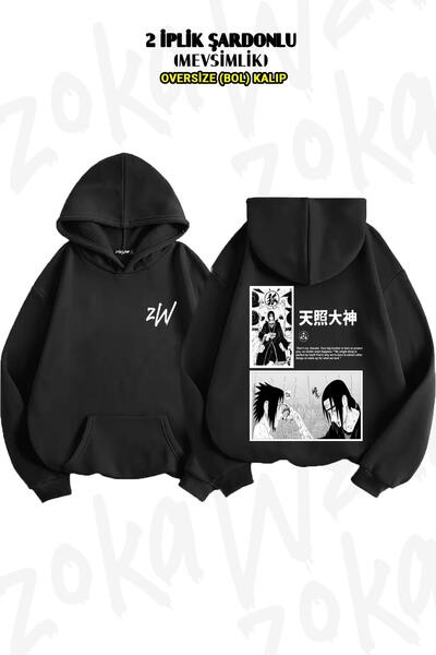 ZOKAWEAR Hanorac cu glugă supradimensionat Uchiha Itachi Naruto - Imprimat pe...