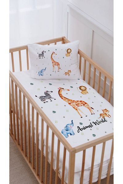 Lilabio Animal Kingdom - 100% Cotton Park Bed and Crib Duvet Cover Set (70X120)